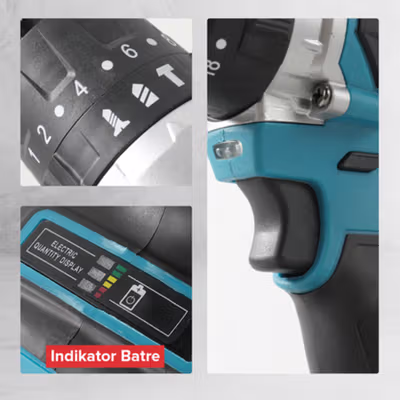 Taffware Bor Listrik Cordless Brushless 1350RPM 21V - LB176 - Blue/Black — gambar 4