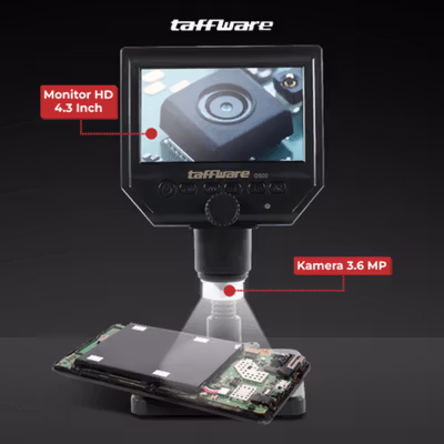Taffware Mikroskop Digital 3.6MP 600X with Monitor and Fleksibel Stand - G600 - Black — gambar 4