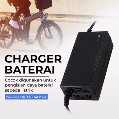 Deek-Robot Adaptor Charger Baterai Converter Sepeda Listrik 42V 2A - 36V2A - Black — gambar 4