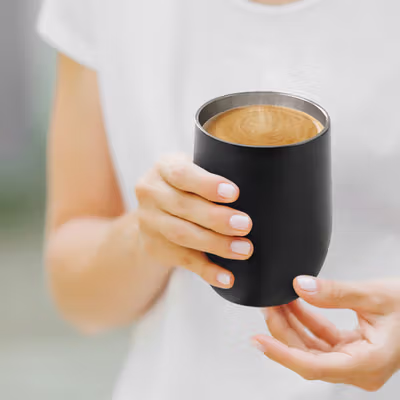 One Two Cups Gelas Tumbler Kopi Mug Egg Shaped Stainless Steel 350ml - BC123 - Black — gambar 4