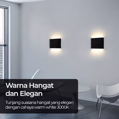 TaffLED Lampu Hias Dinding Outdoor Up Down Light Warm White 3000K 6W - NR-10 - Black — gambar 4