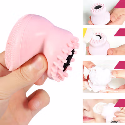 ETUDE Facial Cleansing Pad Scrub Brush Octopus Jellyfish - GZ03 - Pink — gambar 4
