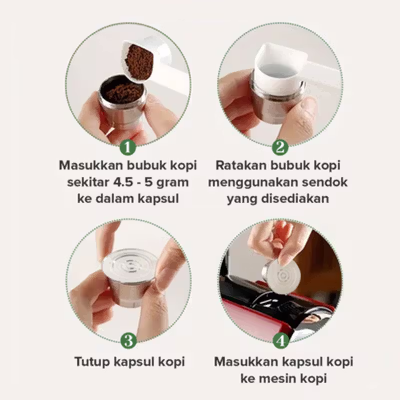 iCafilas Kapsul Kopi Reusable Stainless Steel 3 PCS for Nespresso - HFKK3 - Silver — gambar 4