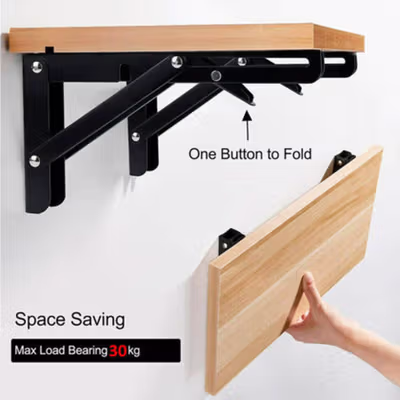 XIDA Bracket Siku Rak Dinding Penyangga Stainless Steel 60kg 2 PCS 8 Inch - NED-6112 - Black — gambar 4