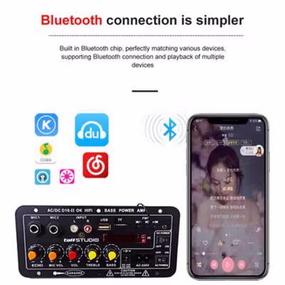 TaffSTUDIO Papan Audio Amplifier Karaoke Bluetooth with Digital Screen - D10 - Black — gambar 4