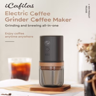 iCafilas Alat Penggiling Kopi Elektrik Coffee Grinder 2in1 Dripper - FK13 - Black — gambar 4