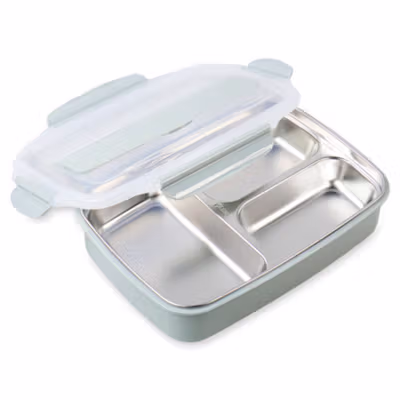 TaffHOME Life Kotak Makan Anti Tumpah Lunch Box 3 Grid 1.5L - CPL050 - Blue — gambar 4