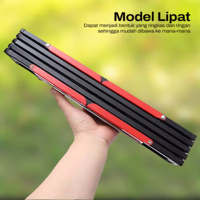 TaffSPORT Meja Lipat Outdoor Piknik Camping Portable Aluminium - 8826 - Black/Red — gambar 4