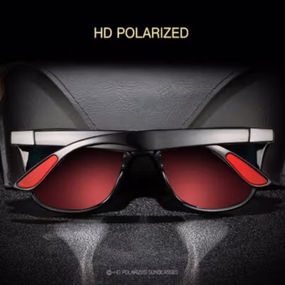 AOFLY Kacamata Pria Wanita Sunglasses Anti-Reflective Polarized UV400 - AO400 - Black — gambar 4