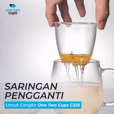 One Two Cups Saringan Teh Filter Pengganti untuk Cangkir Teh Kaca 420ml - C2251 - Transparent — gambar 4