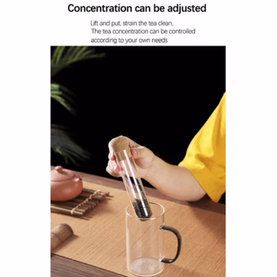 RAZZUM Saringan Teh Kaca Filter Reusable Infuser Glass Tube - RZ155 - Transparent — gambar 4