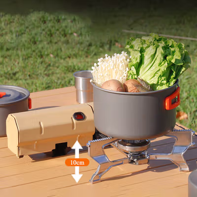 TaffSPORT Kompor Gas Portable Lipat Mini 1 Burner Camping Stove - PYB-DKS1001 - Khaki — gambar 4