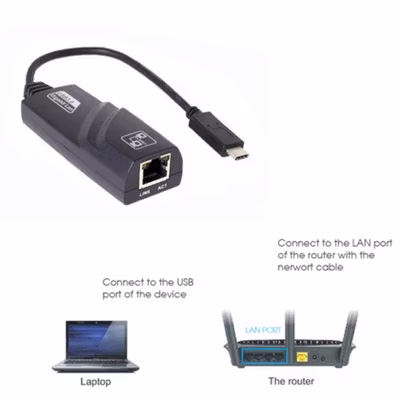 TelDay Adaptor USB Type C to LAN RJ45 Ethernet Adaptor 100Mbps - TD100 - Black — gambar 4