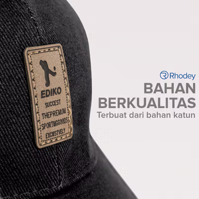 Rhodey EDIKO Topi Baseball Cap Polos Logo Ediko Golf - RB68 - Black — gambar 4