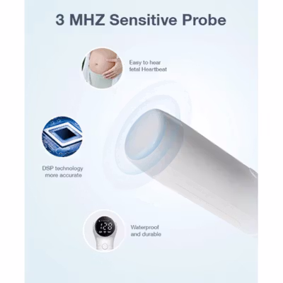 TaffOmicron Alat Deteksi Jantung Janin Fetal Doppler Handheld 3.0 MHz - U8-25 - White — gambar 4