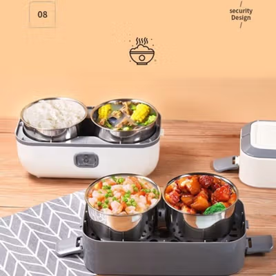 ANYTRP Kotak Makan Pemanas Elektrik Single Layer Lunch Box 2 Bowl 1.2L - DFH-C01 - White — gambar 4