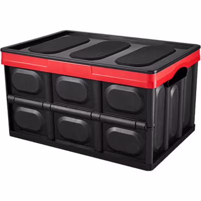 DECTHY Kotak Penyimpanan Lipat Bagasi Mobil Foldable Storage Box 30L - P1011 - Black/Red — gambar 4