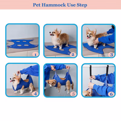 GRANE Pet Grooming Hammock Perawatan Anjing Kucing Size M - GR-55 - Blue — gambar 4