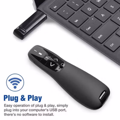 Taffware Remote Laser Presenter Wireless Pointer Merah 2.4 Ghz - K400 - Black — gambar 4