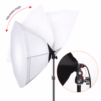 TaffSTUDIO Payung Softbox Lighting Octagon Single Socket 70cm E27 Softbox Only - SL57 - White — gambar 4