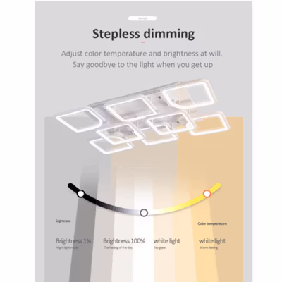 TaffLED Lampu Plafon LED Chandelier Remote App 3 Color 8 Head 30-45W - IR-62 - Black — gambar 4