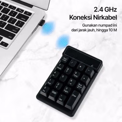 Etmakit Keyboard Numeric Numpad Wireless 2.4GHz Mechanical Feel Keypad - 525 - Black — gambar 4