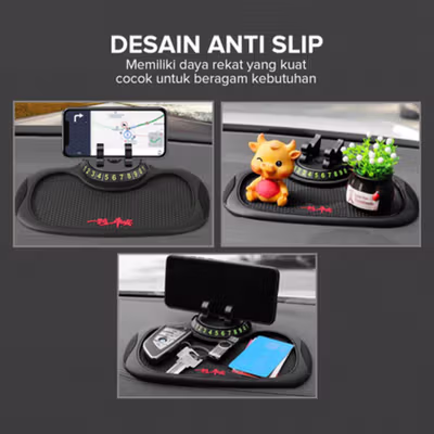 BAVISS Alas Mobil Dashboard Anti Slip Phone Mount Silicone - EYU1 - Black — gambar 4