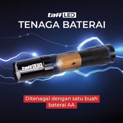 TaffLED Police Senter LED Flashlight Waterproof 1W - TAC 2L - Black — gambar 4