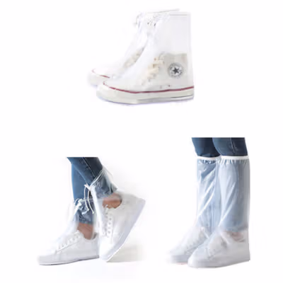 Rhodey Jas Hujan Sepatu Anti Air Rain Shoe Cover PVC with Zipper L - H-250 - White — gambar 4