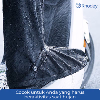 Rhodey Jas Hujan Sepatu Anti Air Rain Shoe Cover PVC Zipper Reflector L - H-212 - Black — gambar 4