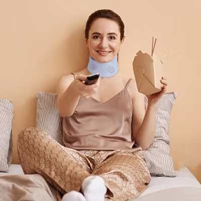 DELMU Penyangga Leher Collar Neck Cervical Support Adjustable Size L - D-34 - Blue — gambar 4