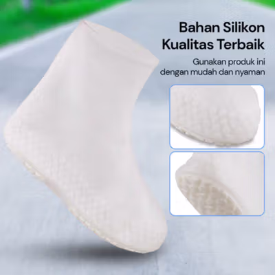 ERNESTNM Jas Hujan Sepatu Anti Air Rain Shoe Cover Silicone Non Slip 34-44 - S-150 - White — gambar 4