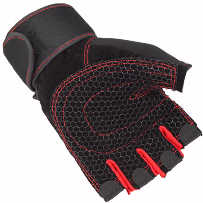 HU WAI YUN DONG Sarung Tangan Motor Olahraga Half-Finger Gloves L - HWYD - Black/Red — gambar 4