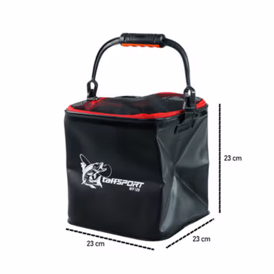 TaffSPORT Ember Lipat Mancing Ikan Folding Bucket Handle 23x23x23cm - WF125 - Black — gambar 4