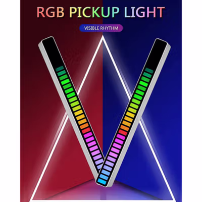 FUNY Lampu LED RGB Bar Strip Sound Rhythm Light USB 32 LED - L022 - Black — gambar 4