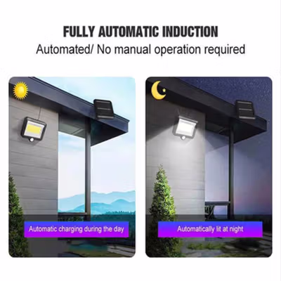 YuYi Lampu Hias Dinding Outdoor Solar Panel PIR IP65 Cool White 0.55W - SMT-F100 - Black — gambar 4