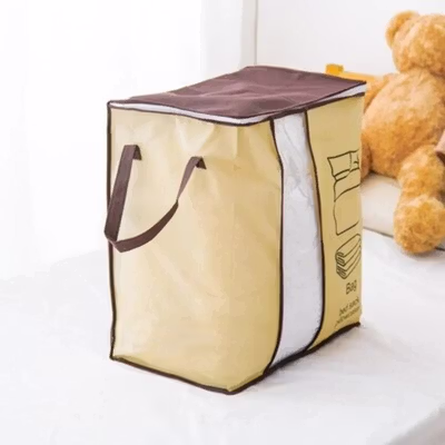 TIENDA Tas Penyimpanan Baju Selimut Multifungsi Duffel Organizer Bag - T50 - Brown — gambar 4