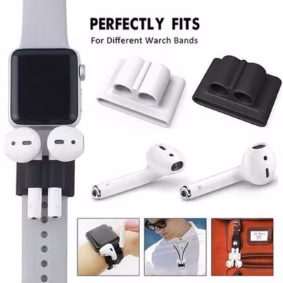 Primeira Silicone Case with Strap and Watch Wrist for AirPods 1 and 2 - SY-5201 - Black — gambar 4