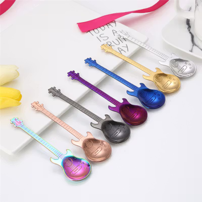 Pawaca Sendok Teh Dessert Model Gitar Spoon Stainless Steel - RR-09 - Golden — gambar 4