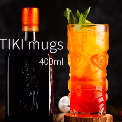 GOQIA Gelas Kaca Aesthetic Kopi Teh Hawaiian Tiki Glass 400ml - GT81 - Transparent — gambar 4