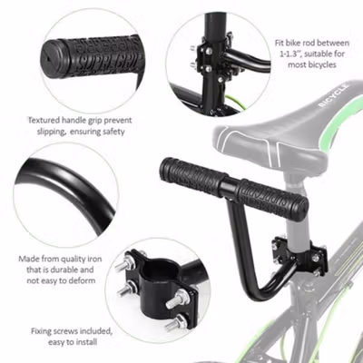 SUPREGRIP Gagang Jok Sepeda Tambahan Handle Grip Kids Safety Bike Rod - FX12 - Black — gambar 4