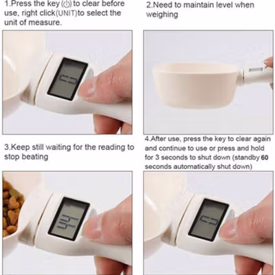 DCPET Sendok Makanan Kucing Anjing Electric Pet Food Measuring Spoon - DC784 - White — gambar 4
