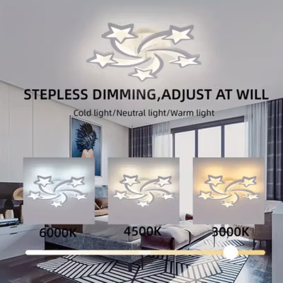 MINGKO Lampu LED Plafon Modern Ceiling Light 45W 5 Star 3in1 Color - ZX60W - White — gambar 4