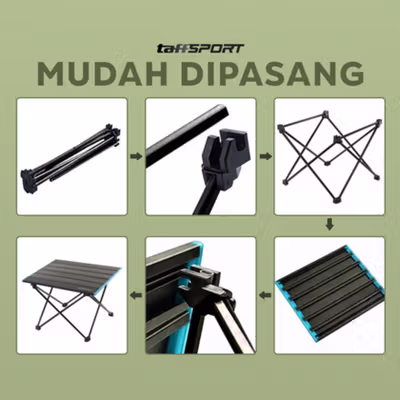 TaffSPORT Meja Lipat Outdoor Piknik Camping Portable Aluminium 41x35x29cm - 8825 - Black — gambar 4
