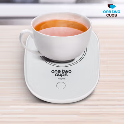 One Two Cups Tatakan Gelas Pemanas Coffee Cup Warmer Heating Pad 220V - NN201 - White — gambar 4