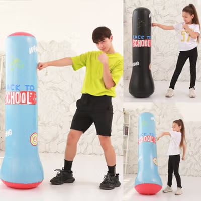 VKTECH Vertical Punching Bag Anak Samsak Tinju Inflatable 120cm - VK012 - Black — gambar 4