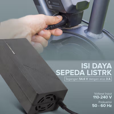 JNENCONN Adaptor Charger Baterai Skuter Sepeda Listrik XLR 54.6V 3A - 48V3A - Black — gambar 4