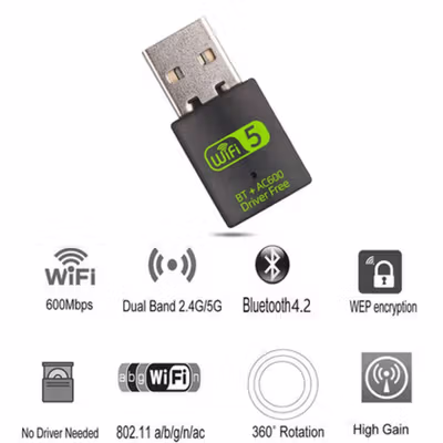 Comfast Mini USB WiFi Bluetooth 2in1 Dongle Dual Band 802.11AC 600Mbps - K605 - Black — gambar 4