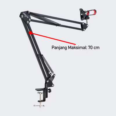 TaffSTUDIO Stand HP Lazypod 360 Rotation Desk Clamp Smartphone Holder - D9 - Black — gambar 4