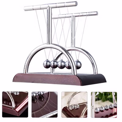 Pajangan Meja Pendulum Newton Balance Balls 5 Ball Model T S - LX013 - Brown — gambar 4